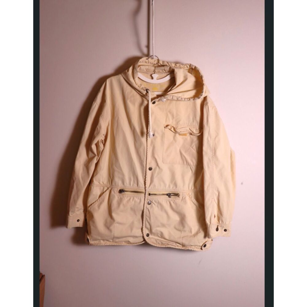 G.H. Bass & Co Mustard Fisherman Jacket Small Hooded Windbreaker
